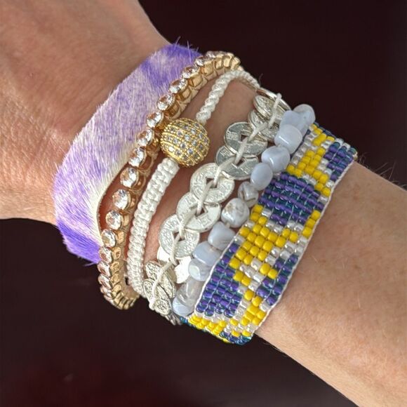 Victoria Emerson Boho Cuff Bracelet – Purple Multi-Strand - Picture 1 of 8
